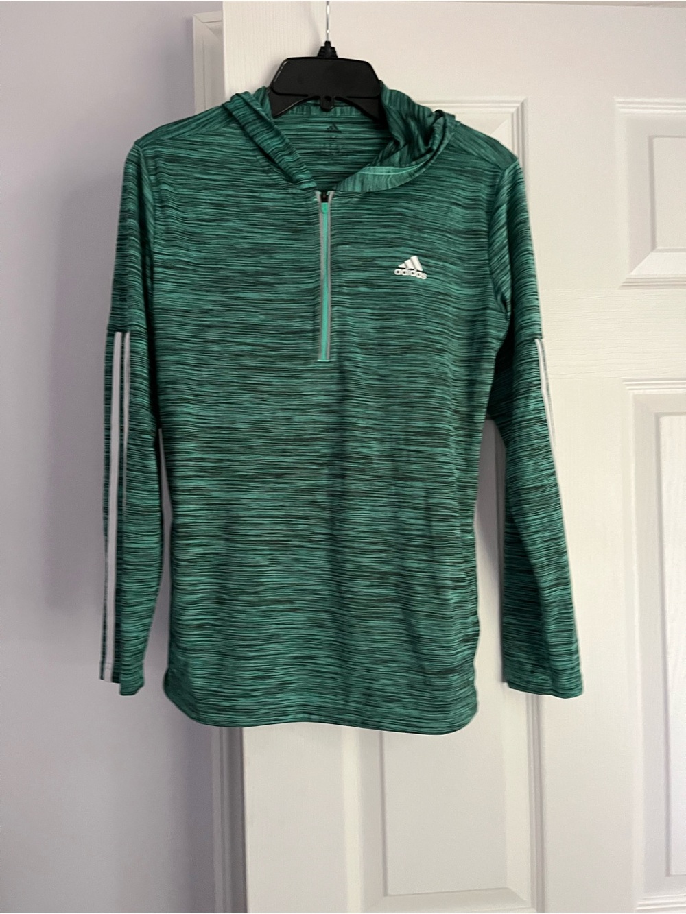 adidas Kids Green Space-Dye Half-Zip Hoodie